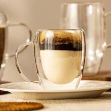 1个个性定制名字定制带手柄咖啡杯双层耐热玻璃杯创意保温热水杯冷饮牛奶杯果汁杯马克杯