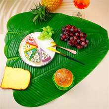 Set de 5 hojas de plátano falsas, plantas tropicales verdes sintéticas para acampar en Hawái, fiestas en la playa, reuniones en el hogar, bodas y decoración de mesa de cocina, siempre verdes