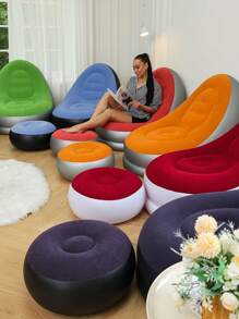 1pc Inflatable Sofa, Inflatable Camping Chair, Inflatable Slouchy Sofa, Inflatable Chair, Foldable Portable Inflatable Chair, Suitable For Living Room, Bedroom, Reading Room, Bedroom, Balcony, Outdoor Camping, Easy To Store And Carry, Leisure And Entertainment, Dorm, Backrest Chair - Multicolor - View 5