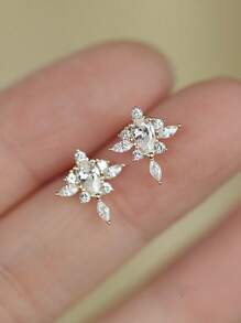 Pendientes de botón de plata de ley 925 con diseño geométrico para mujeres, elegantes y vintage, a la moda y exquisitos