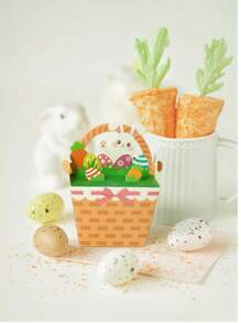 5/10 sztuk Wielkanocne pudełko na prezent Króliczek Pudełko do przechowywania cukierków z uchwytem, DIY Opakowanie do pieczenia, pudełko na prezent na przyjęcie, dekoracja parapetu/biurka, może zawierać przekąski