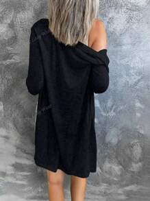 Chaqueta casual de mujer de manga larga, con botones, de corte holgado y diseño liso, ideal para primavera/verano