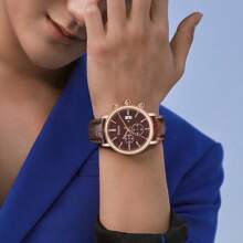 Deesio 1 pieza Reloj de cuarzo casual para hombres con correa de cuero, caja de acero inoxidable 316L, mejor opción de regalo