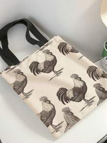 Animal Pattern Double-Sided Printed Shoulder Handbag Printed Handbag Casual Travel Beach Bag Large Capacity Reusable Shoulder Shopping Bag Women's Casual Shoulder Bag Handbag Large Capacity Canvas Beach Bag Handbag Shopping Bag Printed Women's Grocery Shoulder Bag