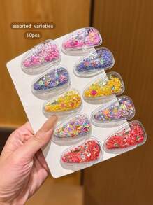 10 件简约彩色沙芯发夹，日常可爱设计