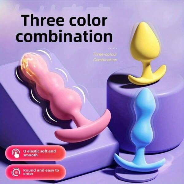 3-Piece Set Of Jelly Anal Plug, Backcourt Pull Bead Anal Masturbator, Anal Expansion Toy, Sex Toy, Female Masturbator, Suitable For Men, Women, And Couples To Use,Sex Toys