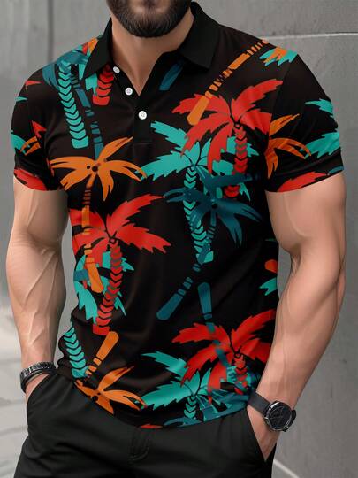 Camisa polo de manga corta casual y cómoda para hombres, ideal para vacaciones en la playa