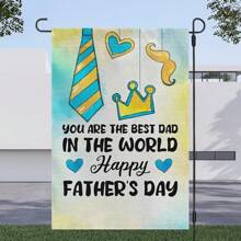 1 Piece, Happy Father's Day Garden Flag, Father's Day Holiday Porch Sign, I Love Dad Print Double Sided Yard Flag, Lawn Flag, Home Decor, Outdoor Decor, Yard Decor, Garden Decor 12 By 18 Inches Gifts Birthday Graduation