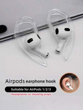4 stuks transparante oorhaak compatibel met Airpods, TPU anti-verlies oorhaak accessoires compatibel met Airpods 1/2/3, 6 mm oorhaak