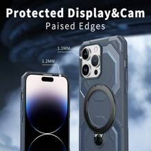 Funda protectora para teléfono compatible con iPhone 16, 15, 14, 13, 12, 11 Pro/Pro Max/Plus, iPhone XR/XS/XS Max, con soporte magnético giratorio 360° invisible, carga inalámbrica magnética y textura mate a prueba de golpes.