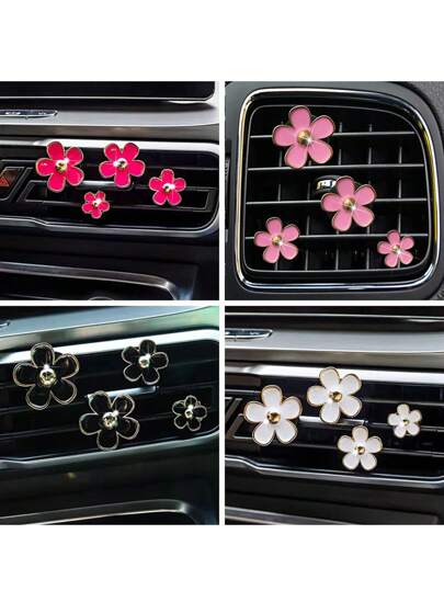 4-Piece Car Air Vent Scented Clip For Vehicle Air Conditioning Vents Flower Decoration Clip