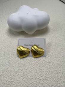 1 par/4 pares de aretes minimalistas con forma de corazón y flor geométrica, aretes mini ligeros y compactos de nicho coreano para mujeres
