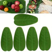 Set de 5 hojas de plátano falsas, plantas tropicales verdes sintéticas para acampar en Hawái, fiestas en la playa, reuniones en el hogar, bodas y decoración de mesa de cocina, siempre verdes