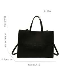 Bolso de mano grande con capacidad de moda con estampado de letras. Bolso de mano de unicolor y simple. Bolso bandolera casual para mujer. Bolso de hombro y bolso para mujer de negocios casuales, perfecto para la oficina, los negocios y el trabajo.