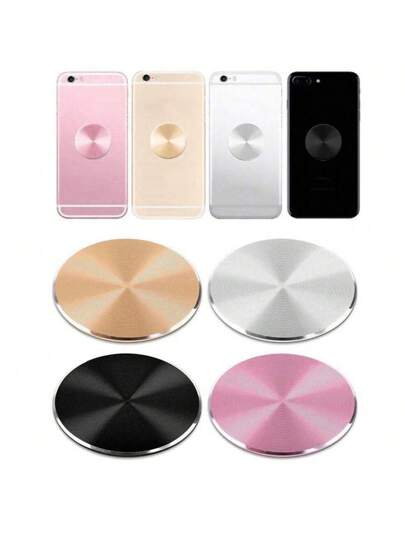 1/2 件金属板替换磁性车载支架黑色圆形圆盘，无孔，适用于外壳背面、手机磁铁。强力粘性背衬圆形手机支架贴纸