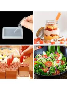 20/50/100 件心形、五角星、长条、一次性塑料吸管 - 精密挤压吸管，一次性挤压注射，用于纸杯蛋糕、巧克力、草莓、迷你蛋糕 - 多功能派对用品 - 彩色 - 查看 9