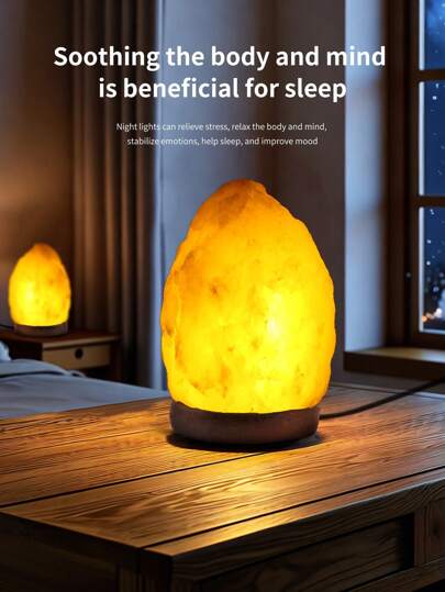 1pc Natural Himalayan Salt Lamp, USB Powered Salt Crystal Lamp, LED Lamp, Decorative Lamp For Computer Desk, 800g~1200g