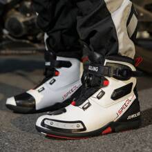 Unisex Motorcycle Boots, High-Top Shoes With Microfiber Leather Upper, Rubber Sole With Excellent Grip And Ankle Support, Suitable For Off-Road Enthusiasts And Racetrack Riders - White - View 8