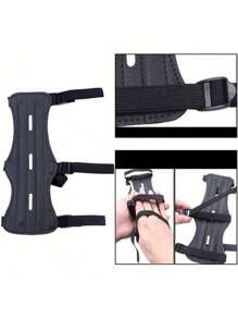 可调节黑色射箭护臂 - 耐用PU材质，舒适贴合，配有安全带，有效保护前臂，是狩猎和射击练习的理想选择，射箭配件 - 黑色 - 查看 5