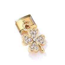 1/5/10pcs Elegant Fashion Gold Zirconia Crystal Heart, Letter, Leaf, Butterfly Pendant Modules - Ideal For DIY Bracelets, Rings, Gift