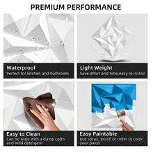 Wersja wzmacniająca Panel ścienny 3D z PVC w kryształowym wzorze, 30 cm X 30 cm Matowa biel/czarny. Przyjazny materiał, bezwonny, lekki, łatwy w montażu Ognioodporny, wodoodporny i odporny na wilgoć Nadaje się do dekoracji ściennych w wystroju domu, dekoracji pokoju, dekoracji łazienki. Dekoracja sypialni i dekoracji salonu. Materiały do dekoracji pokoju Dekoracja domu Dekoracja domu Sztuka ścienna do salonu Naklejki na tapetę Naklejki ścienne Naklejka ścienna