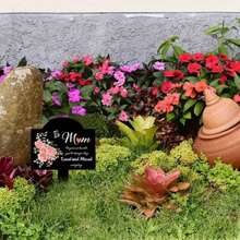 1/2pcs Classic Acrylic Tombstone, 2D, Weather-Resistant Memorial Plaque For Cemetery Decoration, No Electricity Needed, Suitable For Mother's Day And Special Occasions, Multipurpose Memorial Garden , 2D - Multicolor-ground Plug - View 5