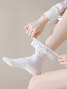 6 pares de calcetines de encaje finos de verano de color liso, calcetines de mujer de media caña simples