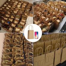 20/40pcs Kraft Paper Gift Bags, Shopping Bags, Party Bags, Party Favor Bags, Craft Tote Bags, Party Favors, Birthday Decor, Party Supplies Decor, Wedding Decor, Random Color DIY