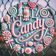 7.8 英寸圆形木质墙面装饰艺术，采用充满活力的糖果主题，木质标牌采用高清印刷，预钻孔，易于安装，防风雨和褪色，适用于咖啡馆，随机孔设计 - 彩色 - 查看 1