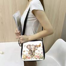 Bolso de tela estampado de elefante, bolso de hombro de gran capacidad para mujer, reutilizable, ajustable, bolso cruzado casual, bolsa con cremallera, bolsa de compras, perfecta para oficina, viajes al aire libre, bolso portátil para mujer, bolso de sobaco