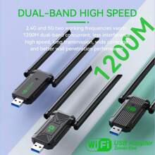 KZ 1200Mbps WiFi USB Adapter Dual Band 2.4G+5Ghz Wi-Fi Dongle Receiver USB3.0 High-Speed 802.11AC Wireless Network Card Driver Free - 2.4G+5.0G 1200Mbps - View 6