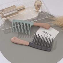1 Pc Double Row Wavy Curly Hair Comb - Texture Handle, Scalp Massage Comb - Fluffy Comb, Anti-Static Curly Hair Styling Comb, Suitable For Barber Shops, Outdoor Carrying, Indoor Self-Use Curly Hair Comb