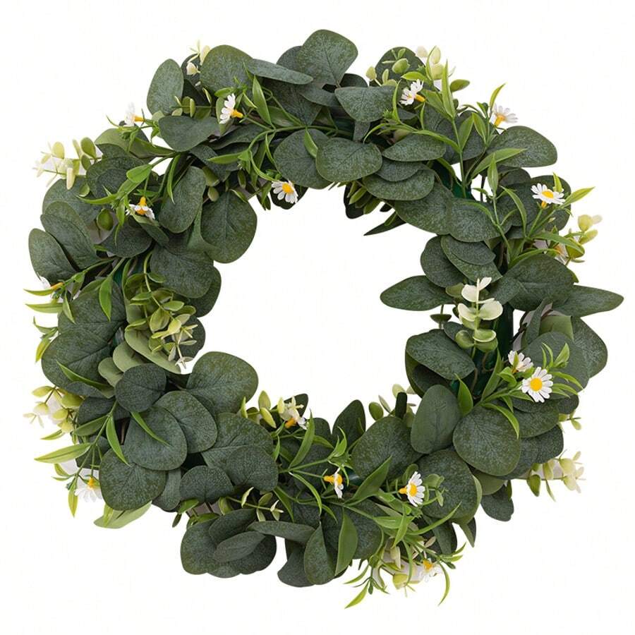 1pc Artificial Wreath 40*40cm/35*35cm, Eucalyptus Leaves Wreath, Baby's Breath & Bamboo Leaves Wreath, Suitable For Home Decoration, Hotel Decor, Display Windows, Corridors, Wedding Scenes, Artificial Green Plants Leaves, Valentine's Day Gift, Cake Decoration, Candy Box, Birthday Party Decor, Wedding Basket, Bedroom, Windowsill Decor, Valentine's Day, New Year Decor, Outdoor Garden, Back To School Gifts Graduation