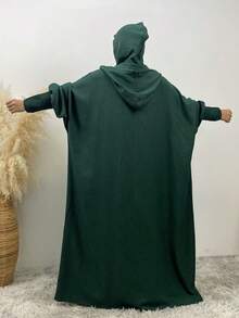 Fashionable Oversized Batwing Sleeve Hooded Dress,Modest