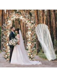 2 件/3 件金色拱门背景架，花园拱门装饰 2 件套，（7.2 英尺，6 英尺）金属拱门架适用于毕业典礼花园花卉生日派对夏季礼物婚礼海滩返校学校用品房间装饰