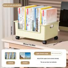 1 pieza Estantería con ruedas móviles para almacenamiento debajo del escritorio, organizador de libros para estudiantes, carrito de almacenamiento