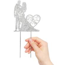 1pc Premium Metal Rhinestone Cake Topper, Bride And Groom Silhouette Shape Cake Hat For Wedding, Engagement, Anniversary, Party, Valentine's Day