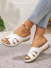 Plus Size Women's Comfortable Platform Wedge Sandals, Summer New Casual Slippers