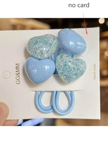 12个/2个彩色裂纹釉心形发圈，休闲可爱ABS塑料（ABS树脂）高弹橡皮筋，适合所有季节，可作马尾辫发圈、发绳、发饰、头饰、弹力发圈 - 彩色 - 查看 11