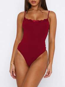 女士蕾丝拼布简约休闲紧身衣 黑色 适合春夏季