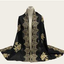 1 Pc Women's Lightweight Breathable Embroidered Scarf, Fashionable Elegant Versatile Headscarf/Shawl With Fine Embroidery Details, Suitable For Outings, Festivals, Vacations, Keeping Warm, Sun Protection, Decoration