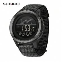 SANDA. SANDA Electronic Watch Nylon Strap Digital Display Multifunctional Alarm Clock Student Watch Waterproof Military Sports Watch