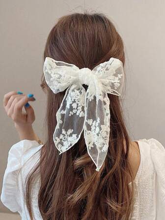 1pc Beige Lace Butterfly Hairclip, Suitable For Daily Use Claw Clips Hair Claws Hair Barrettes