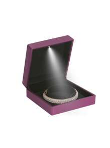 1 件带 LED 灯的奢华手链盒、戒指盒、吊坠盒、优雅钻石手链盒，适用于独特的求婚、订婚或婚礼，矩形黑色天鹅绒内饰珠宝展示礼品盒。 - 紫色 - 查看 17