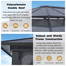 Hardtop Gazebo Double Roof Canopy Outdoor With Netting And Curtains, Aluminum Frame Polycarbonate Roof Garden Tent For Patio, Backyard, Deck, And Lawn - 10x12FT - View 3