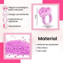 100 Anel Batoque Flor Coração Porta Cola Design De Cílios E Micropigmentação - Multicolorido - Visão 9