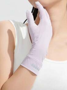 1 双纯色休闲涤纶夏季防晒手套，适合女士户外运动、驾驶、骑自行车、防滑触摸屏、防晒 - A - 查看 8