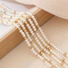 1pc French Vintage Style Multi-Layer Handmade Beaded Bracelet For Women, Suitable For Daily Wear And Party, Wedding, Holiday Gifts