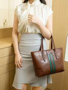 大容量手提包，女士时尚休闲单肩手提包，时尚百搭品牌斜挎包，2024新款高品质休闲手提包 - 駝色 - 查看 4