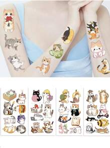 Cute Cartoon Cat Boys Girls Temporary Stickers, Color Random New Personalized Decorative Stickers For Scrapbooking, Waterproof Fake Body Painting Stickers, Rectangular, Lasts 2-5 Days, Funny Arms, Cartoon Fashion Y2k Stickers, Stationery Stickers, Children's Day, Easter Gifts , Back To School Gifts - Multicolor - View 4